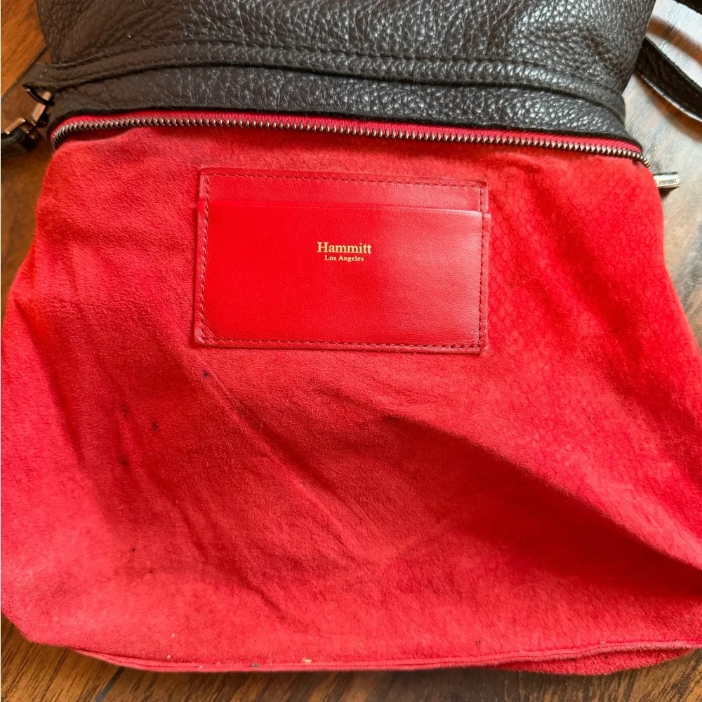 Hammitt Los Angeles VIP Large Crossbody Black Gunmetal Grommets Red Zipper - Picture 7 of 16